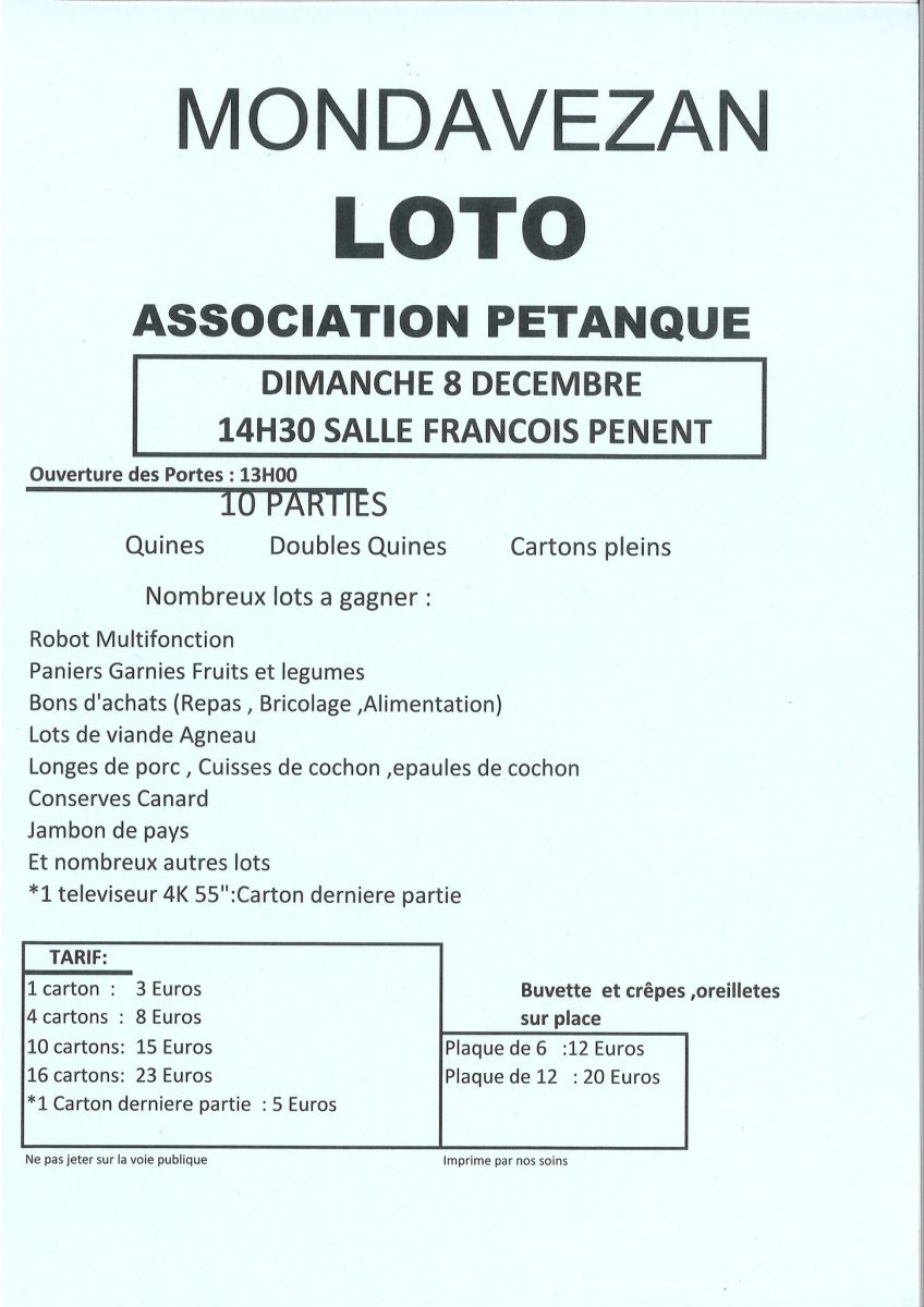 LOTO DE LA PÉTANQUE