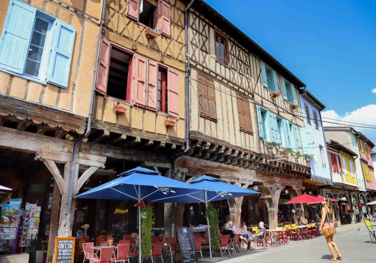 The medieval town of Mirepoix, an architectura ...